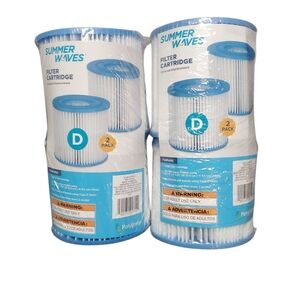 Lot of 2 Summer Waves Swimming Pool TYPE D Filter Cartridge 2 Pack Each Sealed